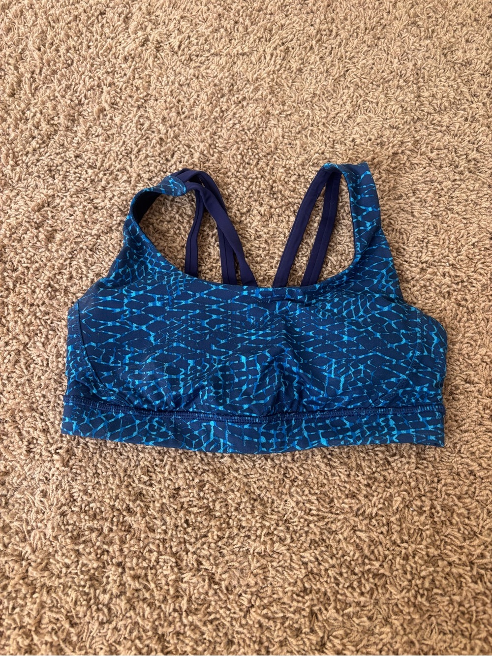 lululemon athletica Blue Patterned Strappy Sports Bra